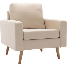 vidaXL Sessel Parlina Polyester 54 x 80 x 71 cm Creme mit Kissen
