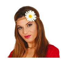 MIMIKRY 60er 70er Jahre Flower Power Haarband mit Blume für Hippie-Kostüm Margerite