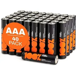 AAA Batterien - 40er-Pack Alkaline AAA 1.5V LR03, 100% PeakPower