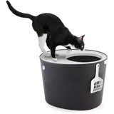 Iris Ohyama Katzenklo mit Schaufel, bis 7 kg, Grau, mit Deckel, Katzentoilette, leicht reinigen, Für große Katzen, Kätzchen, geschlossen, xxl Toilette, BPA-frei, Cat Litter Box, Toilet, PUNT-530