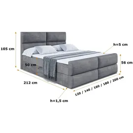altdecor BOXBETT BOXI3-Z - 160x200 cm - H4 - Dunkelgrau