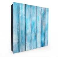 Primedeco Schlüsselkasten Magnetpinnwand und Memoboard mit Glasfront Motiv Farbige Holz Textur (1 St) blau
