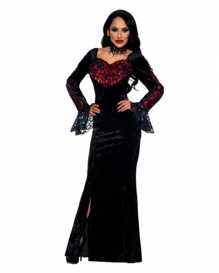 Horror-Shop Vampir-Kostüm Bloodline Vampiress Kostüm Kleid für Damen rot|schwarz S