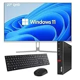Lenovo Fester PC mit kompletter Station | Intel Core i7-8700T, 32 GB RAM, SSD 1 TB, Monitor 32 Zoll / 27 Zoll | kabellose Tastatur und Maus | WLAN, HDMI | Windows 11 Pro + Office 2021 PC (PC + 27 Zoll