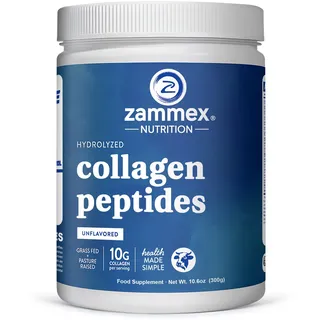 Zammex Premium-Kollagenpeptide-Pulver ohne Geschmack, hydrolysierte Proteine Typ I und III, unterstützt Haare, Haut, Nägel, grasgefüttert, gentechnikfrei, Paleo- und Keto-freundlich, 300G