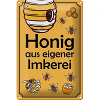 Femer Blechschild Hinweis 20x30cm Honig aus eigener Imkerei Metal Deko Schild tin Sign