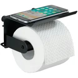 WENKO Toilettenpapierhalter mit Ablage Classic Plus Black
