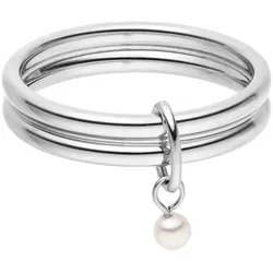Fingerring PURELEI "Schmuck Geschenke Pure Pearl Ring, 23171-Ring-Pure-Pearl" Gr. 52, silber (edelstahlfarben, weiß), Fingerringe, Damen, 52, Edelstahl-Perlen, 4,3mm, Edelstahl, Perlen, mit Muschelperle