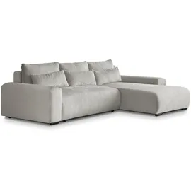 beautysofa | Ecksofa BENNY L mit Schlaffunktion und Bettkasten, Beige – Ottomane rechts – Modernes Polstersofa - Beige