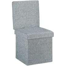 Relaxdays Sitzhocker mit Lehne HxBxT:73x38x38cm, stabiler Sitzcube mit Fußablage Leinen Aufbewahrungsbox grau