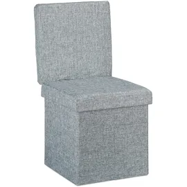Relaxdays Sitzhocker mit Lehne HxBxT:73x38x38cm, stabiler Sitzcube mit Fußablage Leinen Aufbewahrungsbox grau