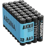 ABSINA AAA Akku 1150 NiMH - Akkus wiederaufladbar für Geräte mit hohem Stromverbrauch - Batterien AAA wiederaufladbar ideal für DECT Telefon