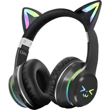 Avizar Bluetooth Kopfhörer Leuchtende Katzenohren Schwarz