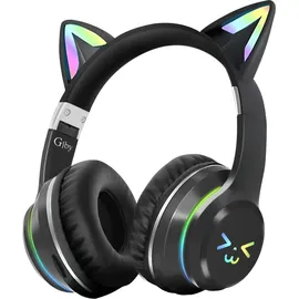 Avizar Bluetooth Kopfhörer Leuchtende Katzenohren Schwarz
