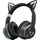 Avizar Bluetooth Kopfhörer Leuchtende Katzenohren Schwarz