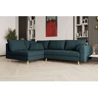 99rooms Bello Ecksofa Boucle-Stoff ABRIAMO Dunkelblau Links