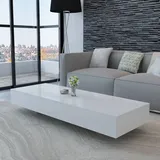 Couch-Tisch MDF Hochglanz schwarz weiß oder grau bis zu 115 x 55 x 31 cm, Maße:85 x 55 x 31 cm, Holz Optik Farben:Weiß Hochglanz