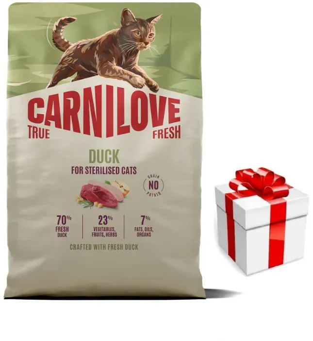 Carnilove True Fresh Cat Duck für kastrierte erwachsene Katzen 6kg + Überraschung für die Katze