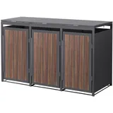 ML-DESIGN Mülltonnenbox Müllbox aus Stahl wetterfeste Mülltonnen Verkleidung Mülltonnengarage, Mülltonnencontainer mit Klappdeckel/Tür für 3 Tonne 120 oder 240 Liter beige