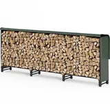 VOUNOT Kaminholzregal Aussen Metall, Brennholzregal Außen, Feuerholzregal Outdoor mit wasserdichte Abdeckung, 300 x 116 x 36 cm, Schwarz