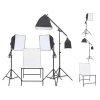 vidaXL Fotohintergrund Fotostudio-Beleuchtung Set mit Aufnahmetisch schwarz