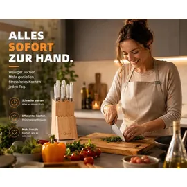 qivee Messerblock unbestückt Holz Beige