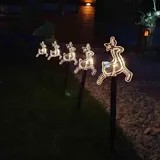 FHS International FHS LED-Leuchtstäbe Rentier 5er-Set warmweiß Ip44, Batterie Mit Timer