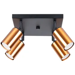 SOLLUX LIGHTING Deckenleuchte "Plafond WINX 4 schwarz/kupfer", bunt (schwarz, kupfer), H: 19cm, Lampen, einstellbarer Lichtstrahl