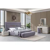 aea Schlafzimmer Bett, Sitzbank Nachttische Schminktisch Pouf Spiegel, 7tlg