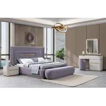 aea Schlafzimmer Bett, Sitzbank Nachttische Schminktisch Pouf Spiegel, 7tlg