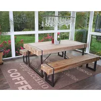 Mendler Esszimmergarnitur HWC-A15, Esstisch + 2x Sitzbank, Tanne Holz