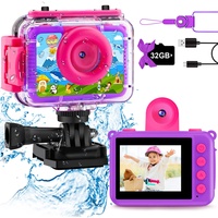 GKTZ Weihnachtstag Geschenk für Mädchen 3-12 Jahre alt,Kinder Kamera wasserdichte mit 32GB SD-Karte,20MP & 1080P HD Selfie Digitalkamera Kinder,Fotoapparat Kinder Unterwasserkamera