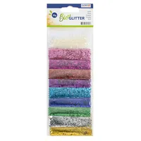 Glorex  6 2820 452 Bio Glitter grob insgesamt 20 g Glitzer in 10 Farben besteht aus Zellulose zum Verzieren von Grußkarten Bastelarbeiten uvm