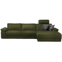 KAWOLA Sofa LOLA Ecksofa XL Leder moosgrün mit motorischer Relaxfunktion Recamiere rechts & Grün