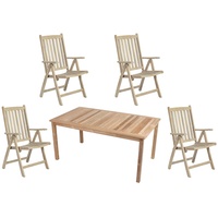 5-teilige Garten Sitzgruppe Tischgruppe Hochlehner Holz Tisch Stuhl Teak