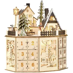 HOMCOM Weihnachts-Adventskalender Sperrholz