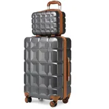 KONO Gepäck-Sets Kofferset 2 Teilig Mittelgroß Koffer mit Beautycase (62cm+Kosmetikkoffer, Grau)