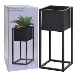 H & S Collection H&S Collection Blumentopf mit Ständer Metall Schwarz 50 cm