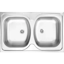 OEM 2-becken-stahl-aufsatzspüle 80x50, satiniert, mit Apollo-siphon