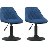 vidaXL Esszimmerstühle 2 Stk. Drehbar Blau Samt