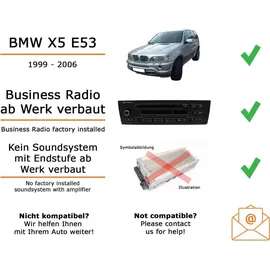 JUST SOUND best choice for caraudio Autoradio Einbaupaket JBL Celebrity 150 passend für BMW X5 E53 + Business Radio Schwarz | Bluetooth USB