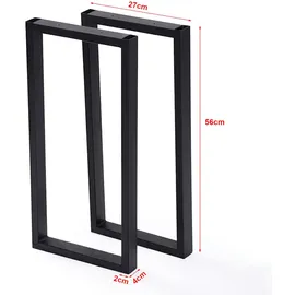 [en.casa] Tischgestell-Set, Schwarz Metall, 27x56x4 cm, Esszimmer, Tische, Esstische, Tischsysteme, Tischgestell