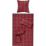 Erwin Müller Bettwäsche Flanell buntgewebt rot Größe 80x80 cm / 135x200 cm - hautsympathisch, atmungsaktiv, samtweich, 100% Baumwolle, mit Knopfverschluss