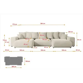 altdecor Ecksofa mit Schlaffunktion und Bettkasten Corner Sofa Eckcouch Couch U-Form universal, links/rechts angeordnet Schlafcouch Ausziehbar Wohn... - Beige/Braun