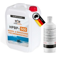 Home Profis® glänzende Swimming Pool Farbe Flüssigkunststoff (50m2) | Über 30 Farben | Chlorbeständig | Wasserdicht | 2K Epoxidharz Schwimmbadfarbe | RAL 5012 Lichtblau | HPBP-500