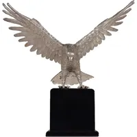 Casa Padrino Luxus Bronzefigur Adler Silber / Schwarz 40 x 20 x H. 37 cm - Versilberte Bronze Skulptur mit Sockel - Schreibtisch Deko - Wohnzimmer ... - Silber/Schwarz