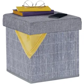 Relaxdays Sitzhocker mit Stauraum Polyester 36 x 35 x 35 cm Grau