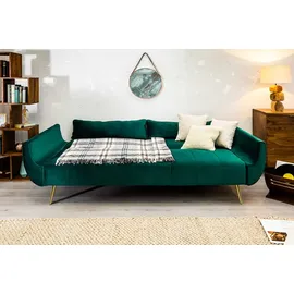 Riess-Ambiente Retro Schlafsofa DIVANI 220cm smaragdgrün Samt goldene Metallfüße 3-Sitzer mit Bettfunktion