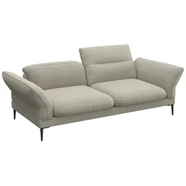 flexlux 2,5-Sitzer Salino, Funktionssofa, Relaxsofa, Sofa mit Arm- und Kopfteil-Verstellungen, Kaltschaum & Stahl-Wellen grau