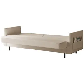 e-meubles Möblo Schlafsofa Beige, Holzwerkstoff, 3-Sitzer, 221x87x84 cm, Wohnzimmer - Couches, Schlafsofas